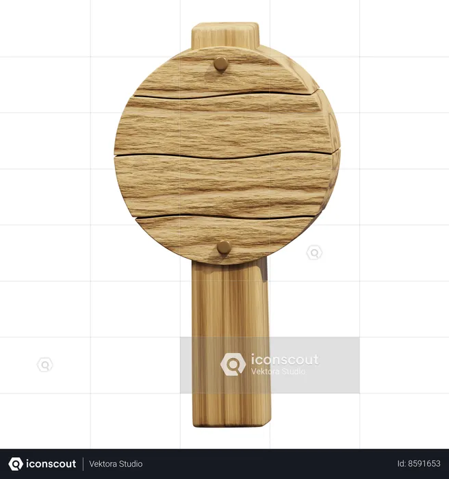 Oval wooden sign board  3D Icon