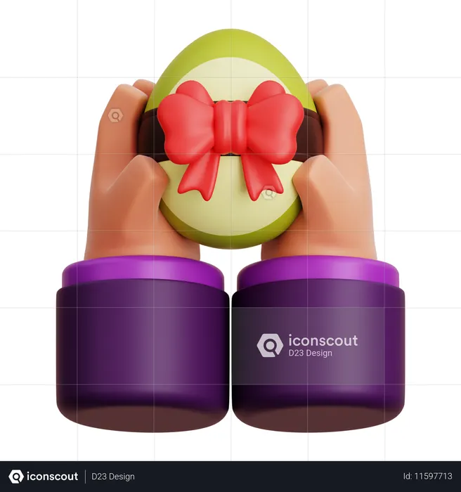 Ovo de páscoa com fita  3D Icon