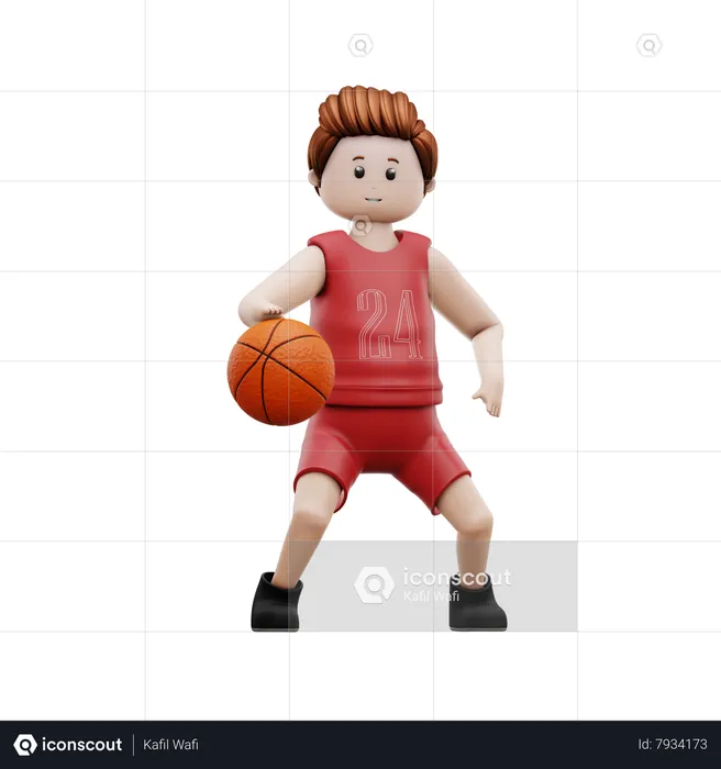 Oy Playing Basketballb  3D Illustration