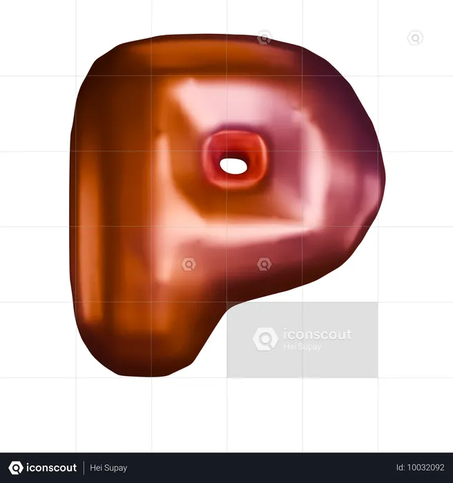 P 文字  3D Icon