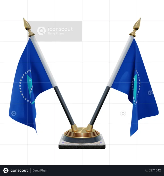 Pacific Community Double (V) Desk Flag Stand Flag 3D Icon