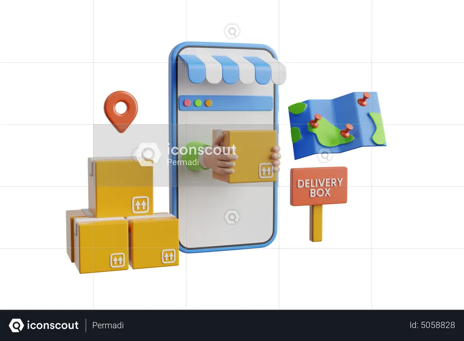 Package delivery service app  3D Illustration