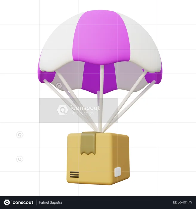 Package Delivery with Parachute  3D Icon