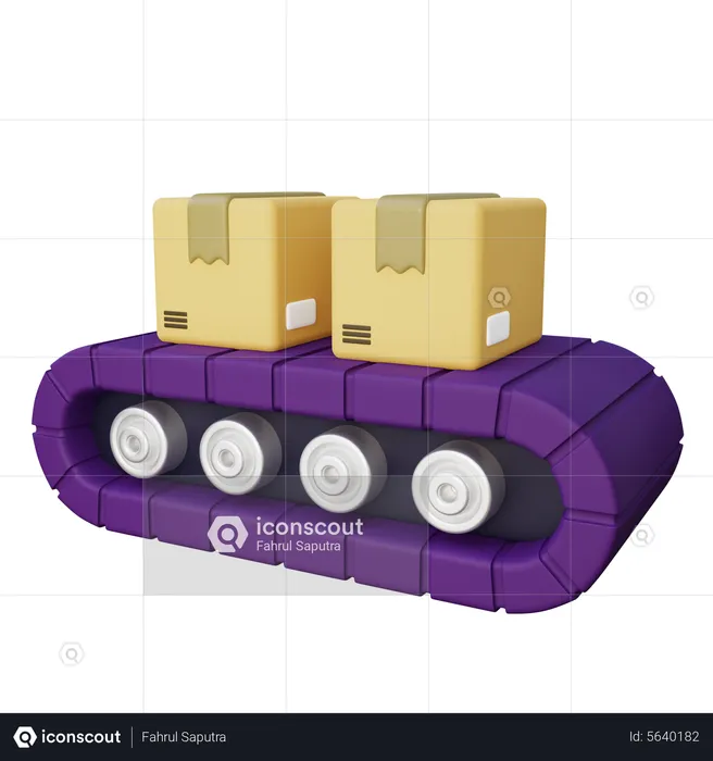 Package on conveyor belt  3D Icon