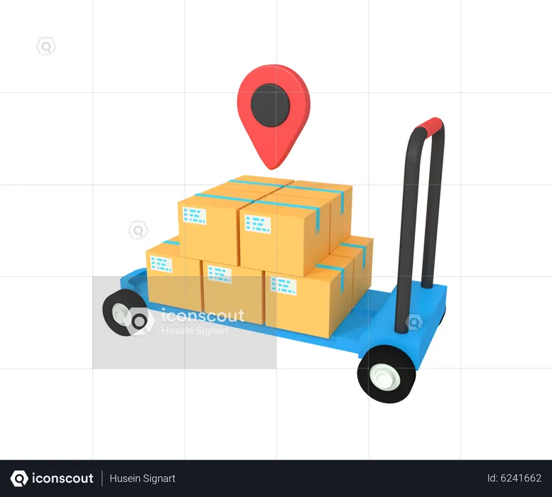 Package On Trolly  3D Illustration