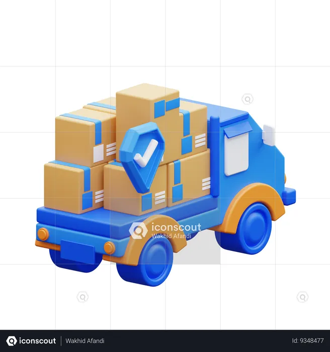 Package Security With Delivery Car  3D Icon
