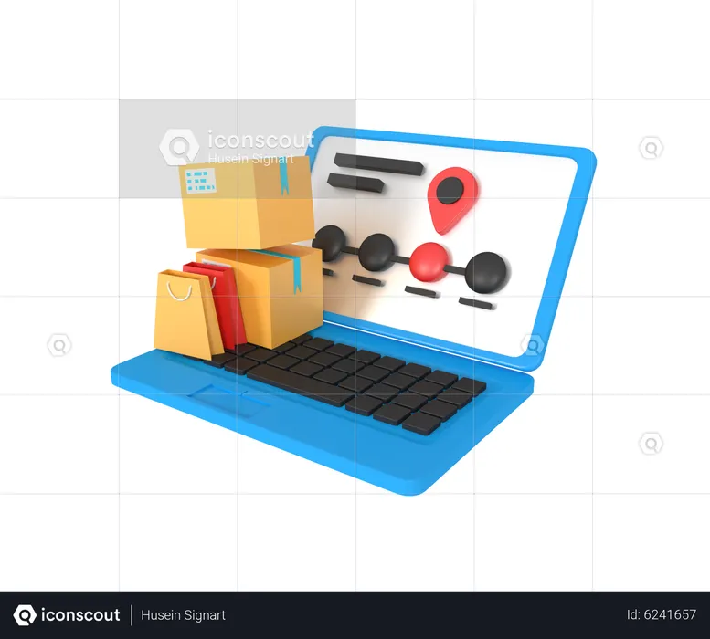 Package Tracking On Laptop  3D Illustration