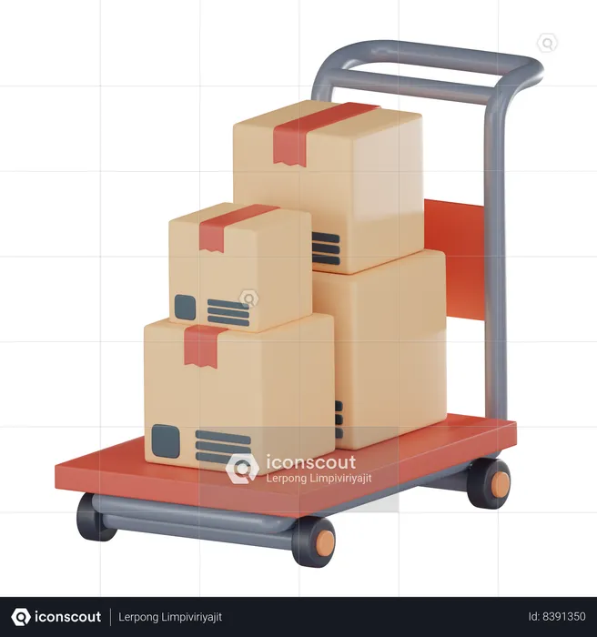 Package Trolley  3D Icon