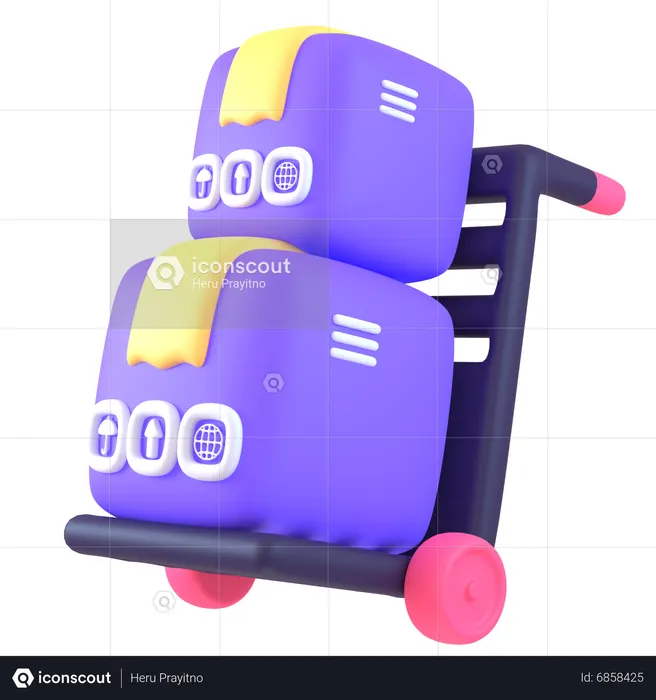 Package Trolley  3D Icon