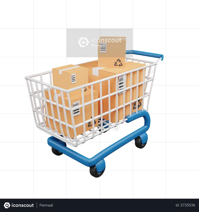 Package Trolley  3D Illustration