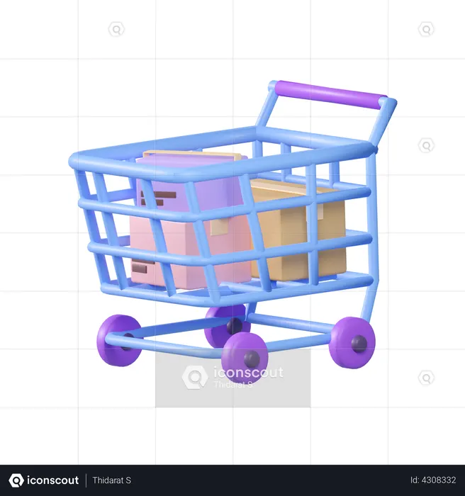 Package Trolley  3D Icon
