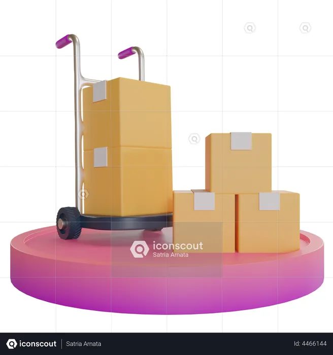Package Trolley  3D Illustration
