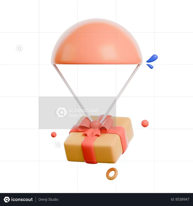 Package With Parachute  3D Icon