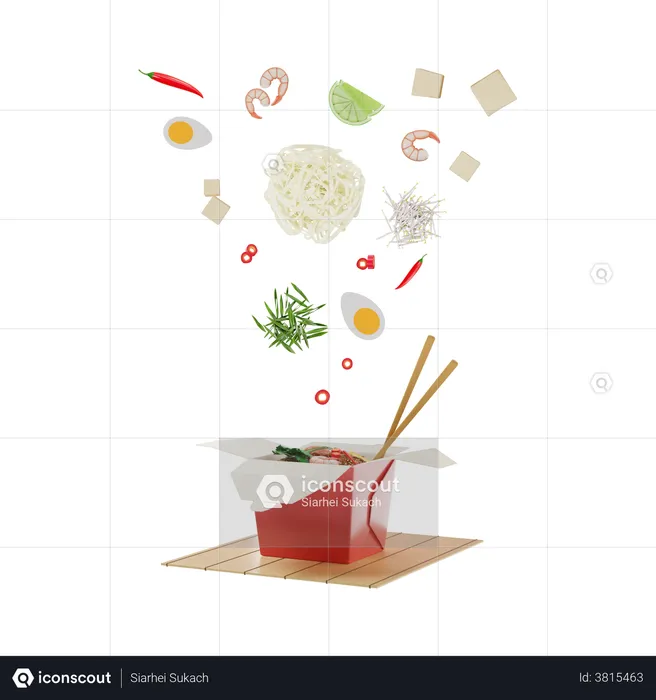 Pad Thai  3D Illustration