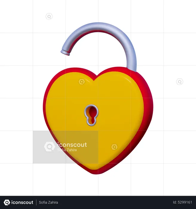 Padlock Love  3D Icon