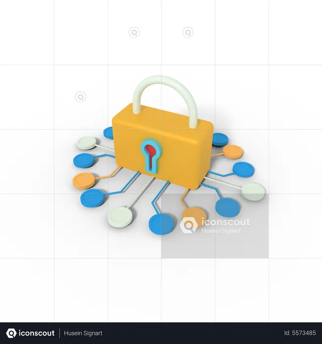 Padlock security network  3D Icon