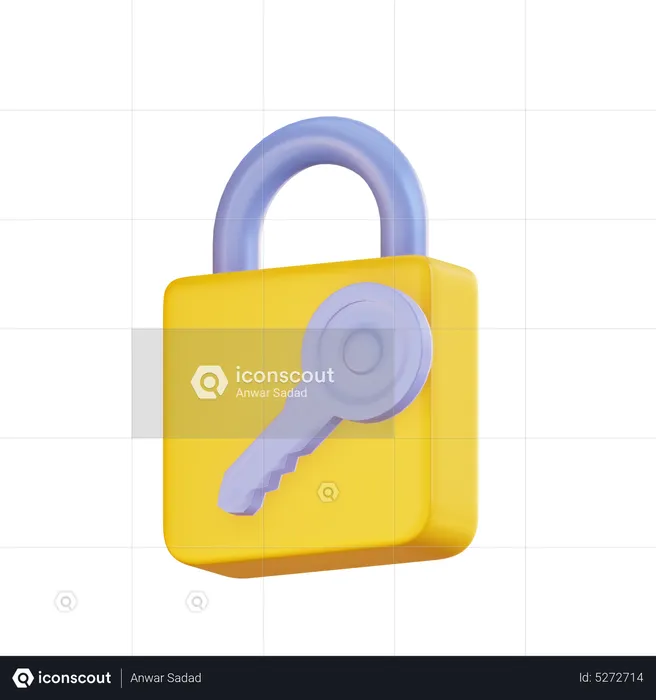 Padlock With Key  3D Icon