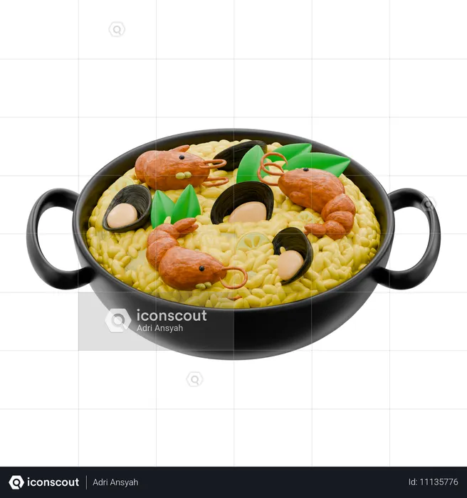 Paella au fruits de mer  3D Icon