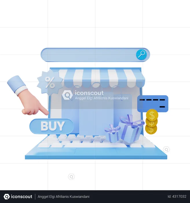 Pago de compras en línea  3D Illustration