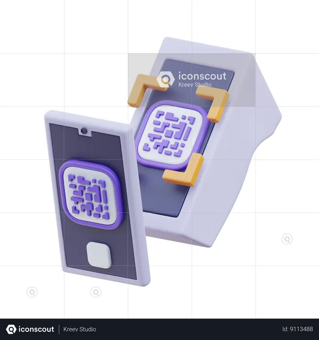 Pago con código qr móvil  3D Icon