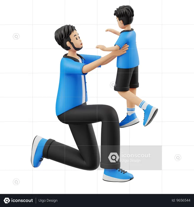 Pai e filho estão felizes  3D Illustration