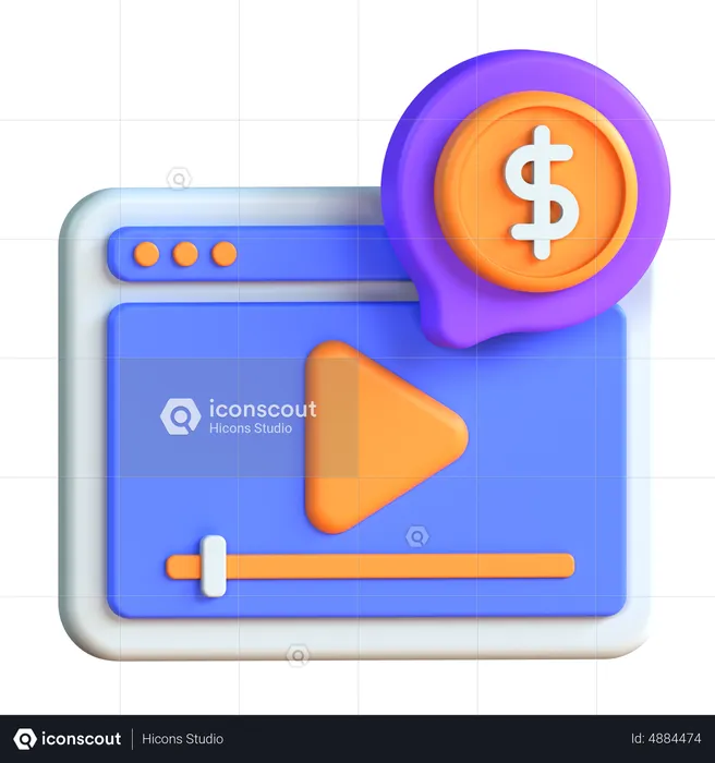 Paid Content  3D Icon