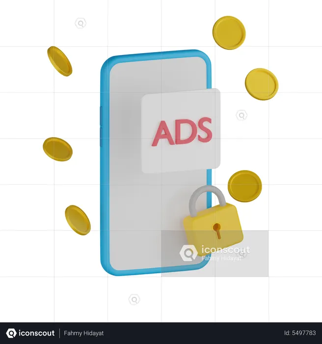 Paid Mobile Advertisement  3D Icon