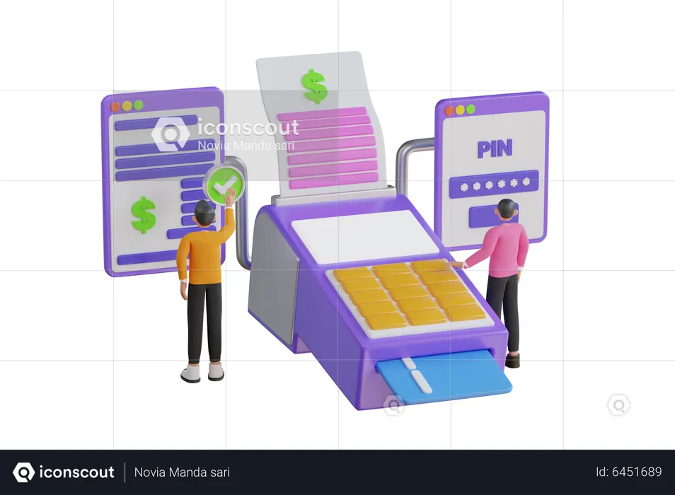 Paiement avec machine EDC  3D Illustration