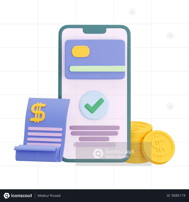 Paiement réussi  3D Illustration