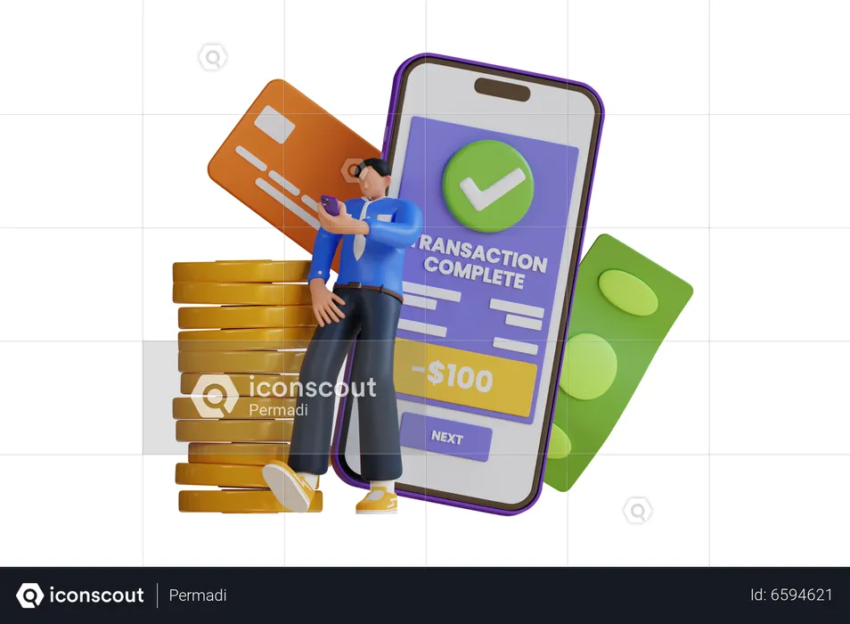 Paiement sans numéraire  3D Illustration