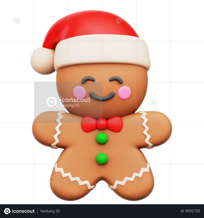 Pain d'épice avec bonnet de Noel  3D Icon