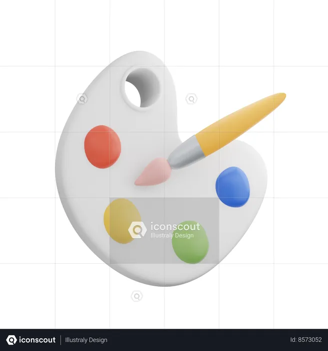 Paint Brush and Palette  3D Icon