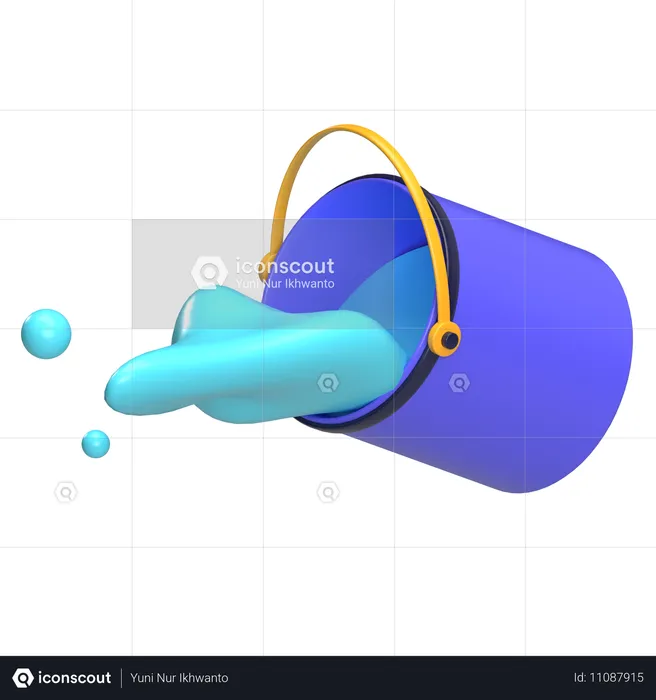 Paint Bucket With Paint Splash  3D Icon