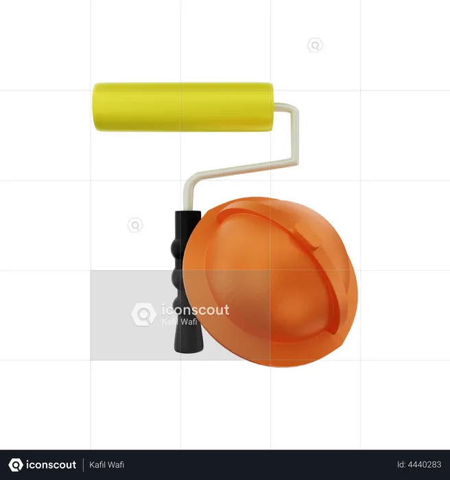 Paint Roller And Helmet  3D Illustration