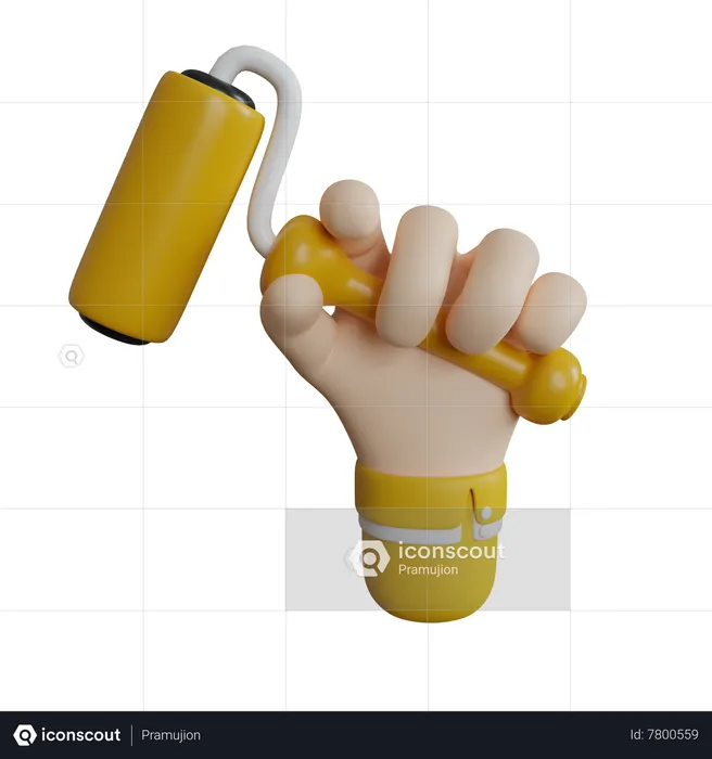 Paint Roller In Hand  3D Icon