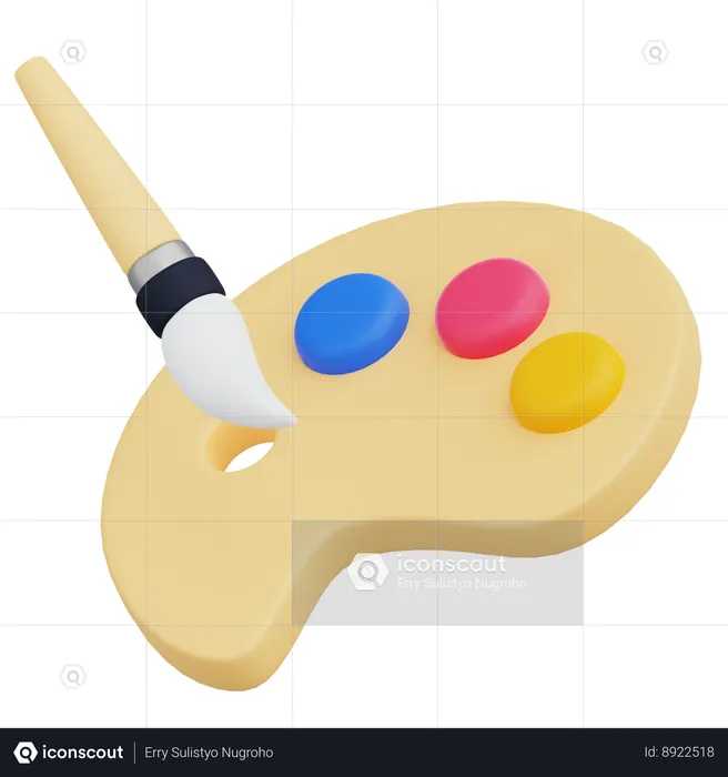 Paintbrush and Palette  3D Icon