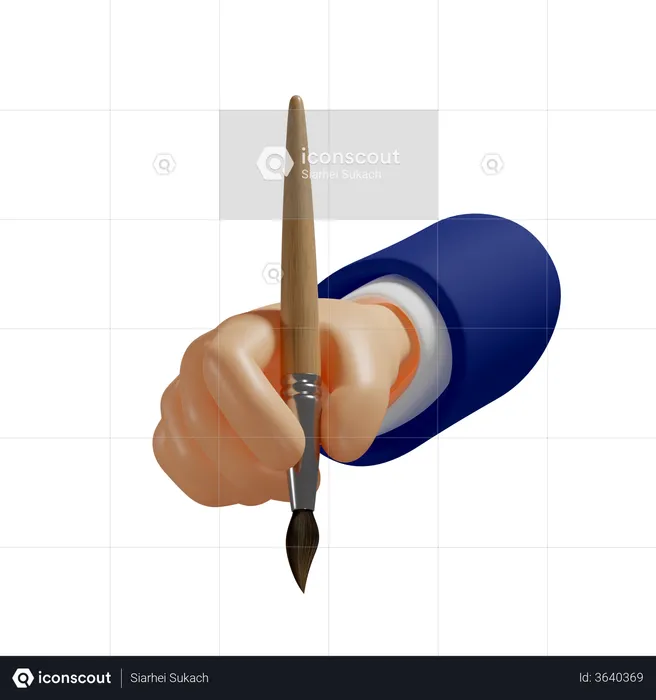 Paintbrush In Hand  3D Illustration