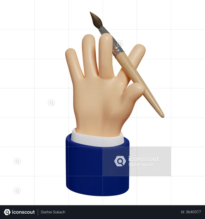 Paintbrush In Hand  3D Illustration