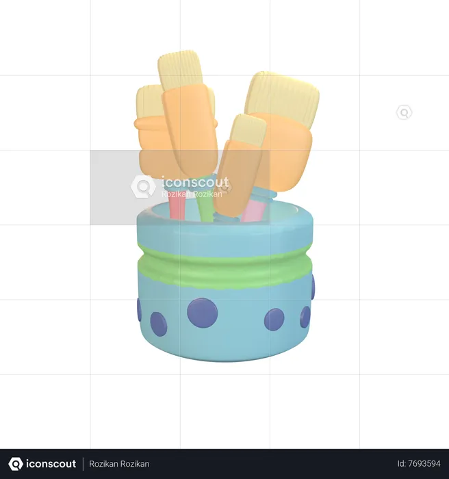 Paintbrush Set  3D Icon