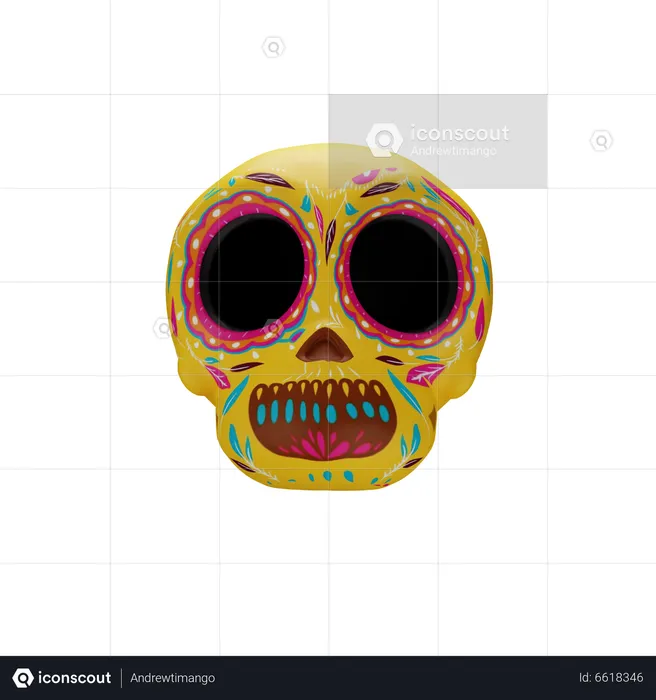 Painted Skull  3D Icon