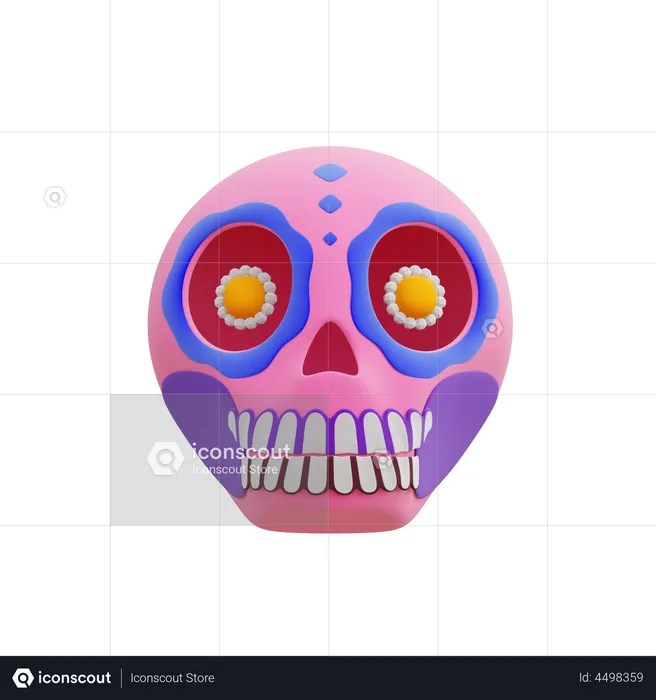 Painted Skull  3D Illustration