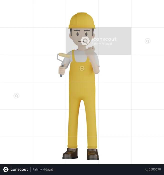 Painter Showing Gesture  3D Icon
