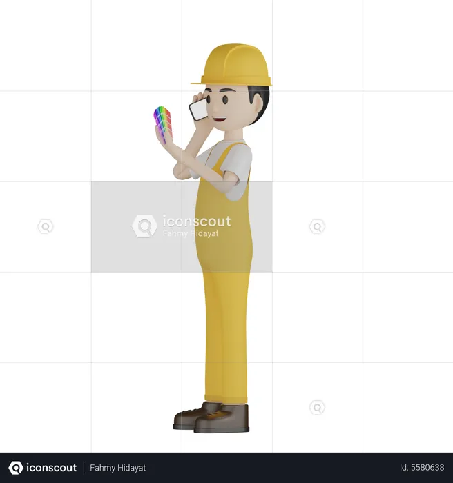 Painter Talking With Phone  3D Illustration