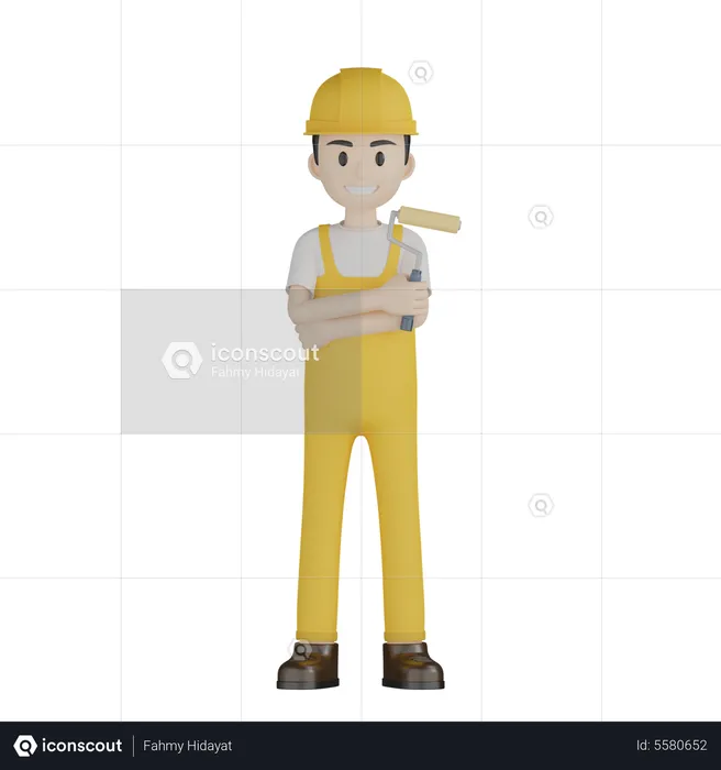 Painter With Folded Hand  3D Illustration