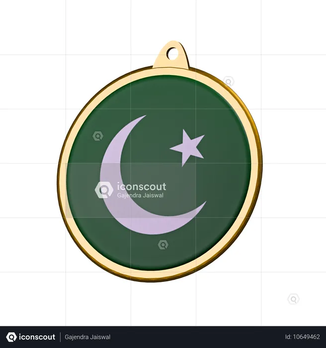 Medaillenabzeichen mit pakistanischer Flagge Flag 3D Icon