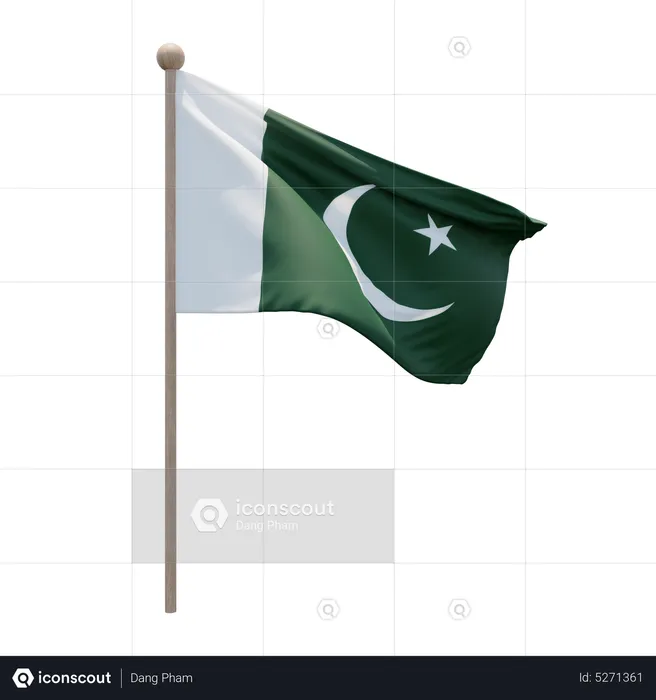 Pakistan Flagpole Flag 3D Icon