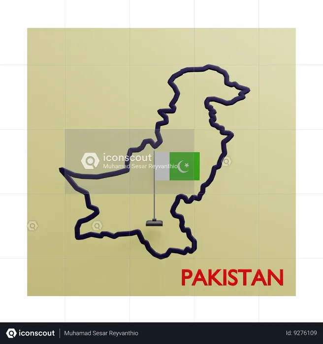 Pakistan Map Flag 3D Icon