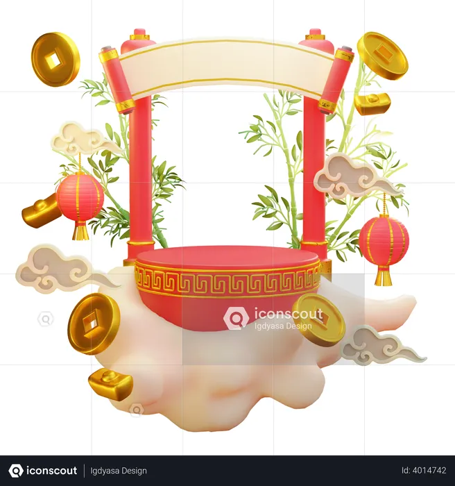Palco de performance chinesa  3D Illustration