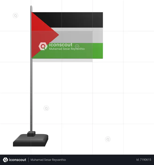 パレスチナの国旗 Flag 3D Icon