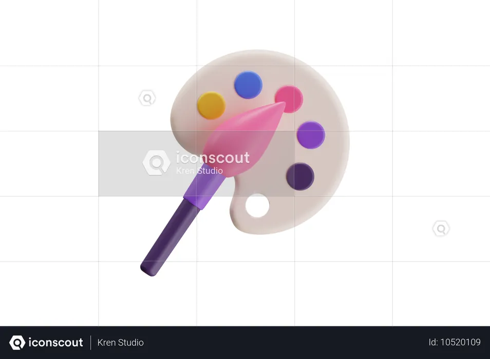 Paleta colorida e pincel  3D Icon